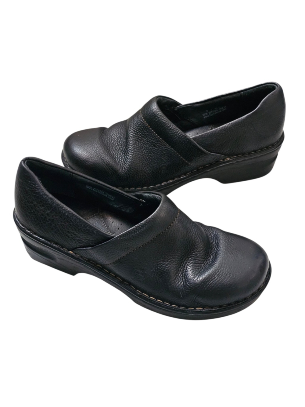 Born W31054 Women's 9 M Navy Blue Leather Slip On Clogs Comfort Shoes